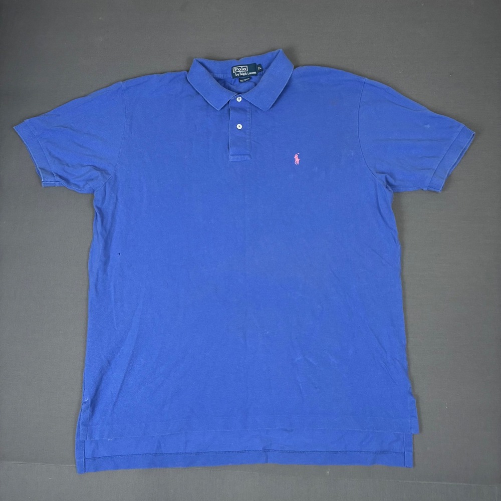 Polo Ralph Lauren Blue Short Sleeve Polo Shirt Men's Size XL Pink Pony Preppy
